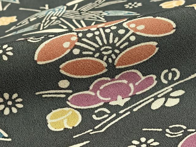 平和屋着物●上質な小紋 型染め 草花文 正絹 逸品 AAAX6434mf