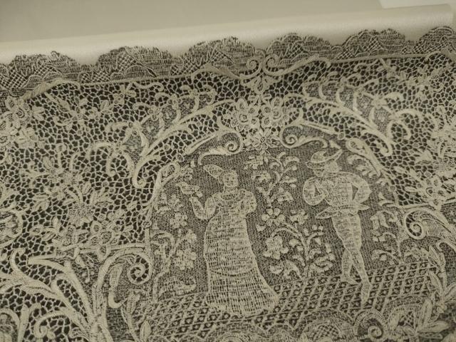 平和屋着物●総刺繍 訪問着 作家物 天目織 人物唐草文 正絹 逸品 AAAX6956ck