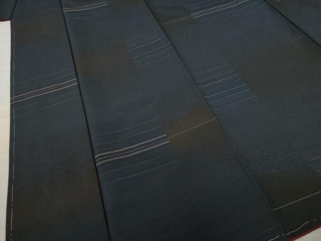 平和屋着物●小紋 横段市松文 洗える着物 AAAX6960ck