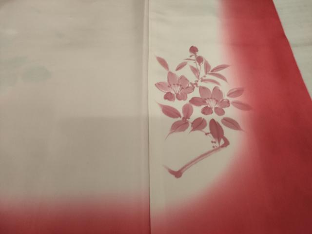 平和屋着物●訪問着 友禅 紬地 地紙草花文 正絹 逸品 AAAX6987ck