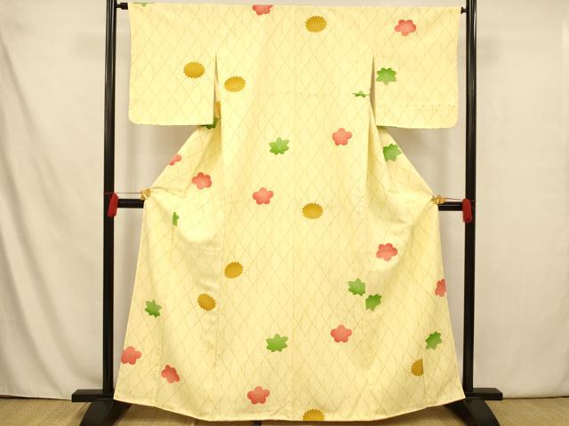平和屋着物■小紋 舞花文 暈し染め 金彩 洗える着物 AAAX7239fw