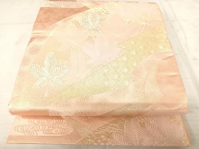 平和屋着物◎六通柄袋帯 唐織 地紙重ね花文 金糸 正絹 逸品 AAAX7515yx