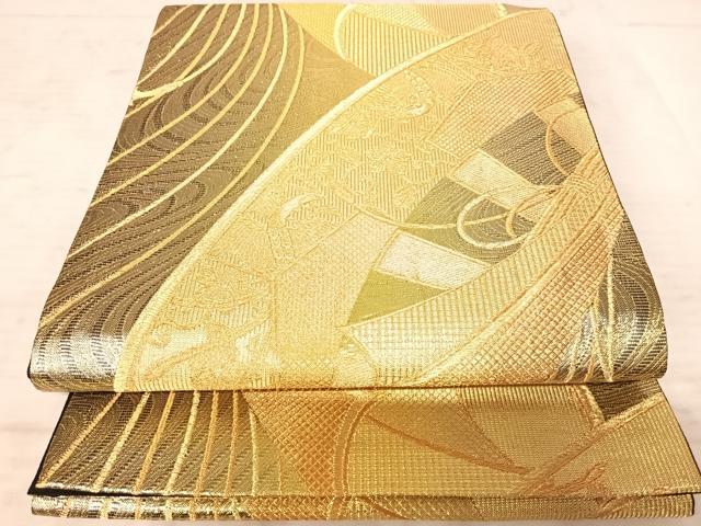 平和屋着物◎六通柄袋帯 束ね熨斗花鳥文 金糸 正絹 逸品 AAAX7533yx