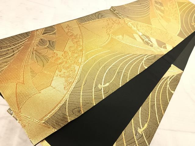 平和屋着物◎六通柄袋帯 束ね熨斗花鳥文 金糸 正絹 逸品 AAAX7533yx