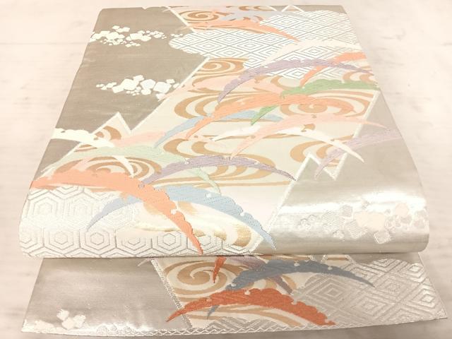 平和屋着物◎六通柄袋帯 唐織 雪芝文 金銀糸 正絹 逸品 AAAX7561yx