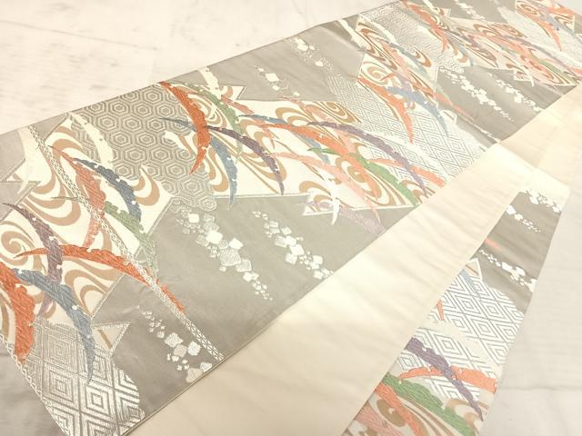 平和屋着物◎六通柄袋帯 唐織 雪芝文 金銀糸 正絹 逸品 AAAX7561yx