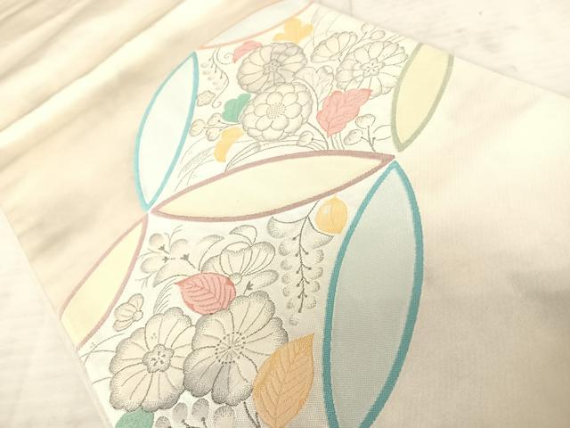 平和屋着物◎太鼓柄袋帯 七宝花文 銀座ますいわ屋 正絹 逸品 AAAX7584yx