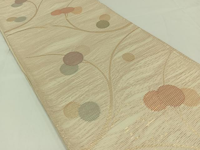 平和屋着物*夏物 六通柄袋帯 枝花文 金糸 正絹 逸品 AAAX7667jh