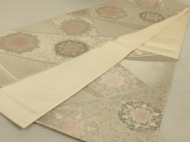 平和屋着物◎六通柄袋帯 唐織 正倉院花文 プラチナ二重箔 正絹 逸品 AAAX7936ou