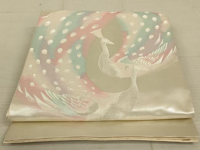 平和屋着物◎六通柄袋帯 孔雀文 銀糸 ますいわ屋扱い 正絹 逸品 AAAX7938ou