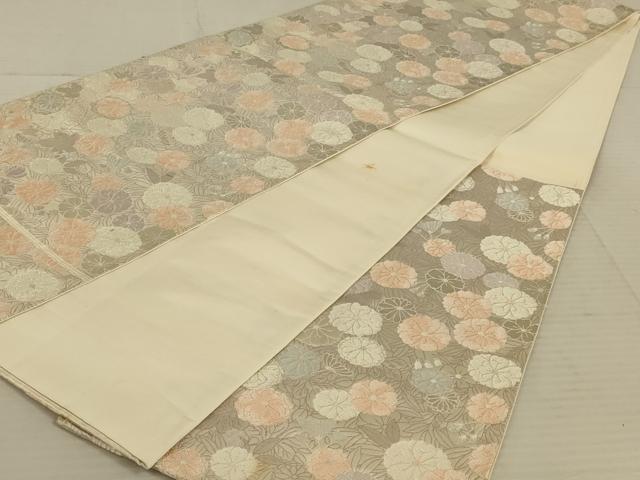平和屋着物◎六通柄袋帯 草花文 銀糸 正絹 逸品 AAAX7939ou