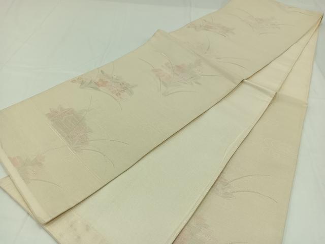 平和屋着物*夏物 六通柄袋帯 流水花文 銀糸 正絹 逸品 AAAX7973jh
