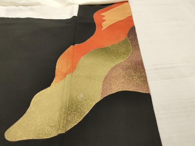 平和屋着物■豪華黒留袖 駒刺繍 流水箔散らし文 金銀彩 正絹 逸品 AAAX8975iu