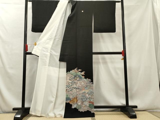 平和屋着物■豪華黒留袖 渡橋風景文 金彩 正絹 逸品 AAAX9210cs