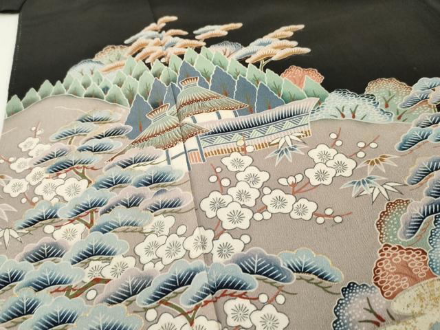 平和屋着物■豪華黒留袖 渡橋風景文 金彩 正絹 逸品 AAAX9210cs