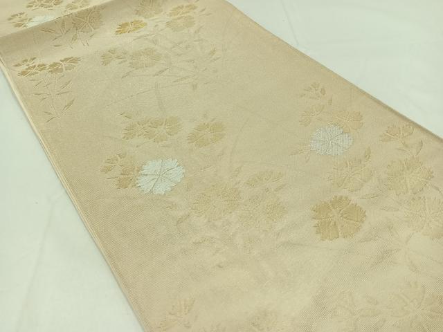 平和屋着物*夏物 六通柄袋帯 草花文 金糸 正絹 逸品 AAAX9430jh