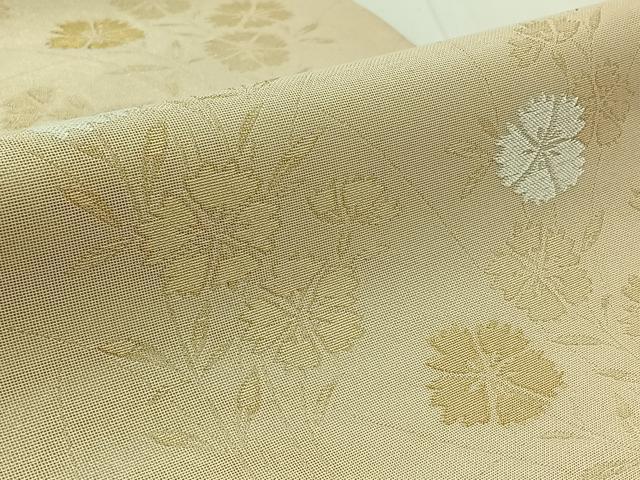 平和屋着物*夏物 六通柄袋帯 草花文 金糸 正絹 逸品 AAAX9430jh