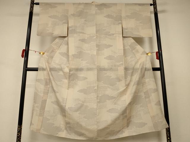 平和屋着物*夏物 小紋 紗 雲取り幾何学文様 正絹 逸品 AAAX9896jd