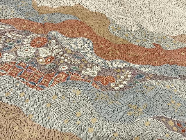 平和屋着物●訪問着 立波道長花文 金彩 正絹 逸品 AAAY0025zg