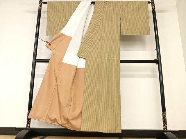 平和屋着物●上質な紬 縞 正絹 逸品 未使用 AAAY0046zg