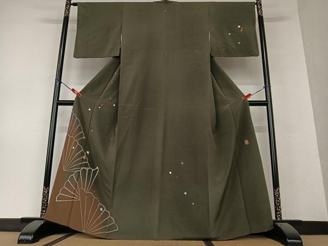平和屋着物●訪問着 作家物 舞扇文 金彩 正絹 逸品 AAAY0051zg