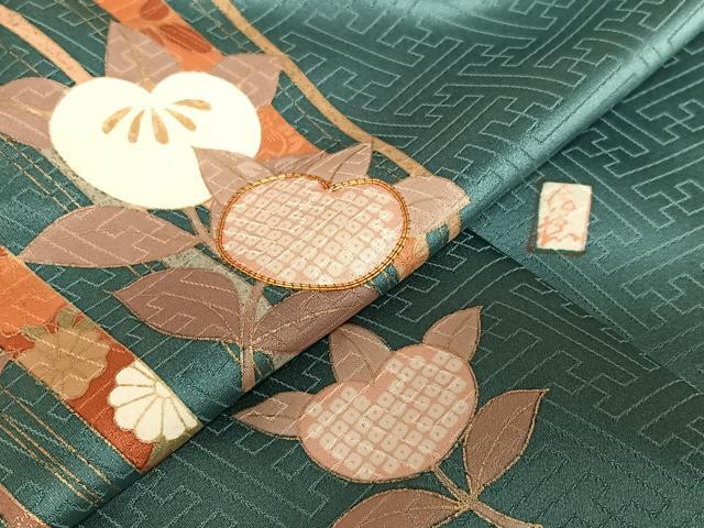 平和屋着物●十日町老舗ブランド 吉澤友禅 吾妻徳穂 訪問着 駒刺繍 橘 金彩 正絹 逸品 AAAY0065zg
