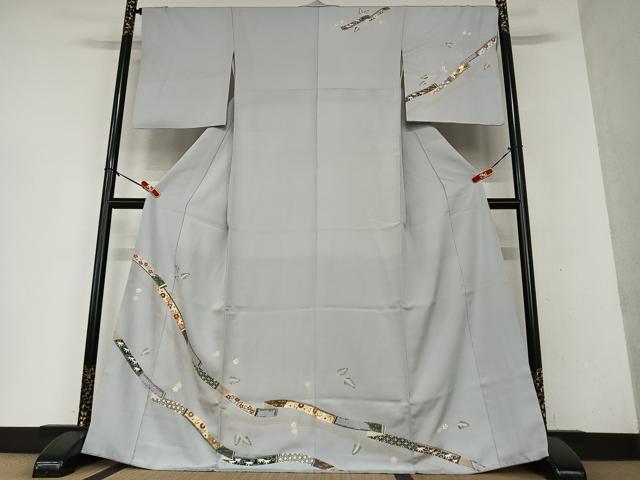 平和屋着物●訪問着 刺繍 草花間道 金彩 正絹 逸品 AAAY0072zg