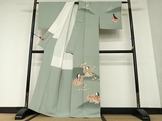 平和屋着物●訪問着 友禅 作家物 清華 童子 草花文 暈し染め 正絹 逸品 AAAY0132zg