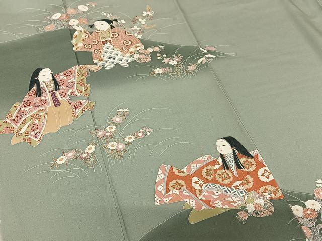 平和屋着物●訪問着 友禅 作家物 清華 童子 草花文 暈し染め 正絹 逸品 AAAY0132zg