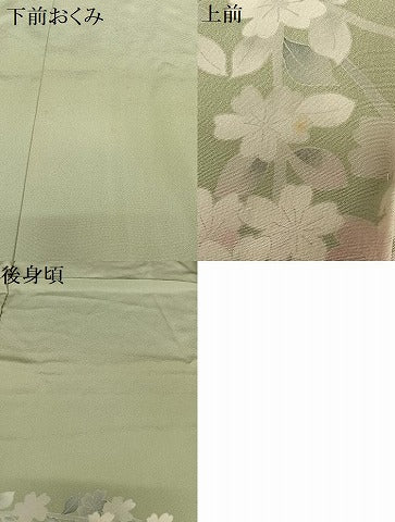 平和屋着物●本加賀友禅作家 鶴見保次 訪問着 枝垂れ桜 暈し染め 仮絵羽 正絹 逸品 未使用 AAAY0162zg
