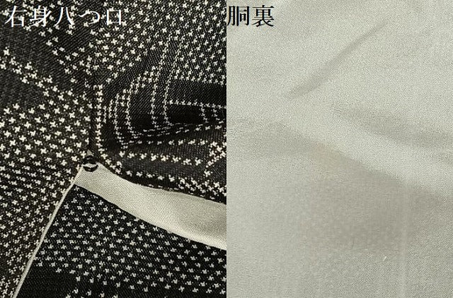 平和屋着物●本場大島紬 一元絣 風景文 黒地 西武百貨店扱い 正絹 逸品 AAAY0267zg