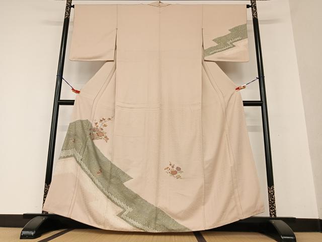 平和屋着物●訪問着 絞り 刺繍 飾花文 暈し染め 金彩 正絹 逸品 AAAY0280zg
