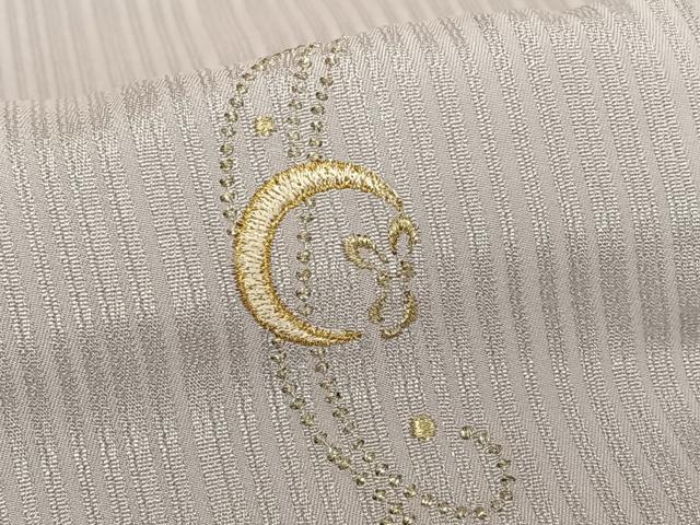 平和屋着物●極上 京都西陣・想屋謹製 付下 刺繍 ワンポイント 月うさぎ 薄梅鼠色地 金糸 やまと誂製 ロング丈 正絹 逸品 AAAY0284zg