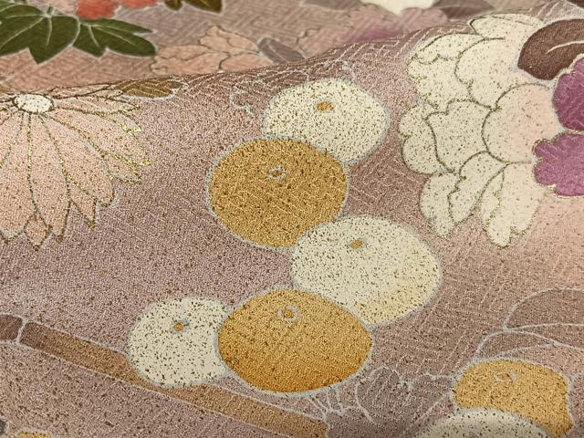 平和屋着物●訪問着 友禅 刺繍 草花文 暈し染め 金彩 正絹 逸品 AAAY0285zg