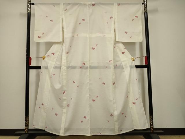 平和屋着物*夏物 小紋 絽 舞蝶文 洗える着物 AAAY0455sx
