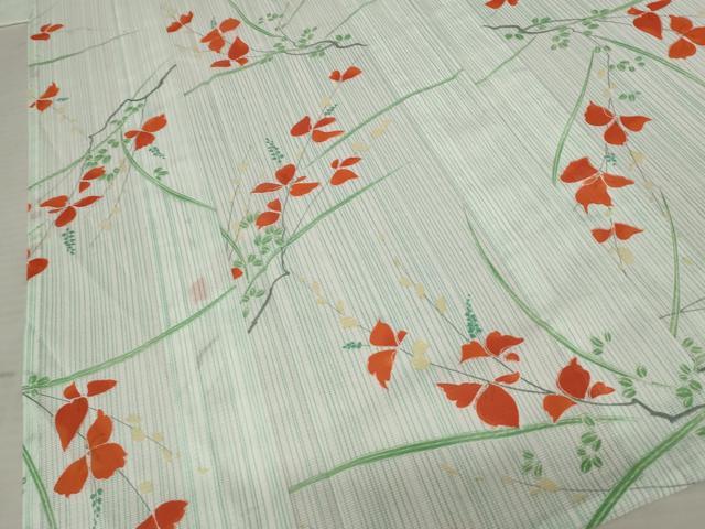 平和屋着物*夏物 小紋 絽 草花文 洗える着物 AAAY0647st