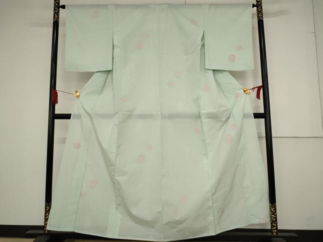 平和屋着物*夏物 小紋 絽 舞花文 洗える着物 AAAY0663st