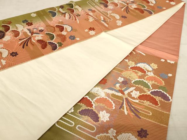 平和屋着物◎六通柄袋帯 唐織 鳳凰花文 金銀糸 正絹 逸品 AAAY0752dt