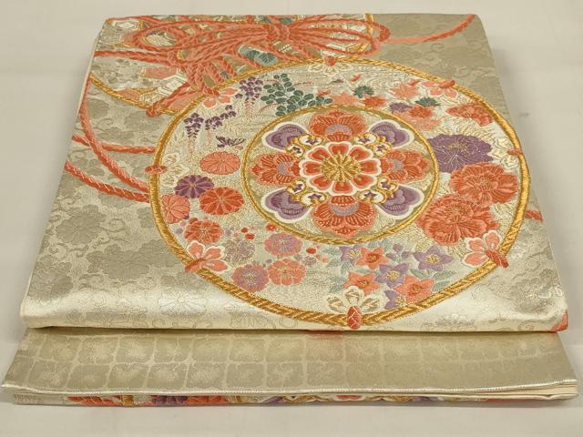 平和屋着物◎太鼓柄袋帯 花鼓文 金銀糸 正絹 逸品 AAAY0829ou