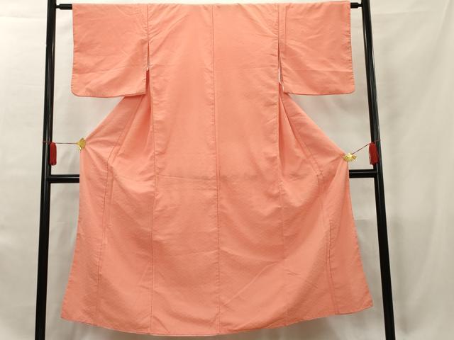 平和屋着物■色無地 花菱地紋 真朱色 洗える着物 AAAY0882cs
