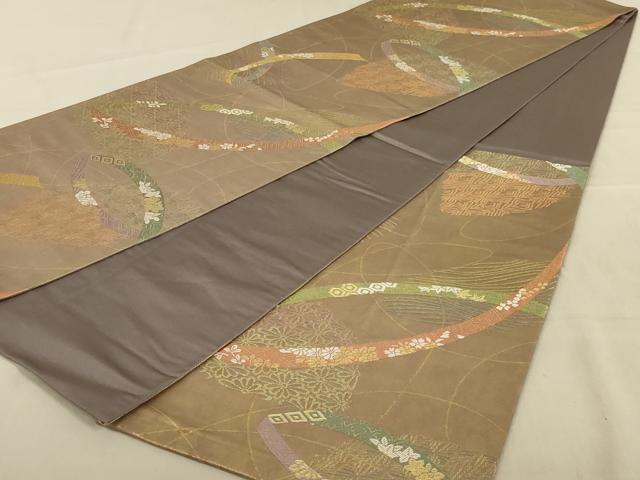 平和屋着物◎六通柄袋帯 熨斗花文 金糸 正絹 逸品 AAAY1462ou