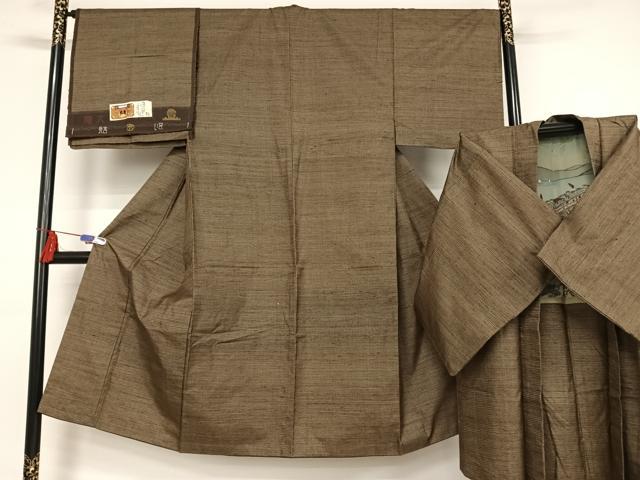平和屋着物●男性 本場大島紬 アンサンブル 100亀甲 総詰め 残布172cm・証紙付き 正絹 逸品 AAAY1492np