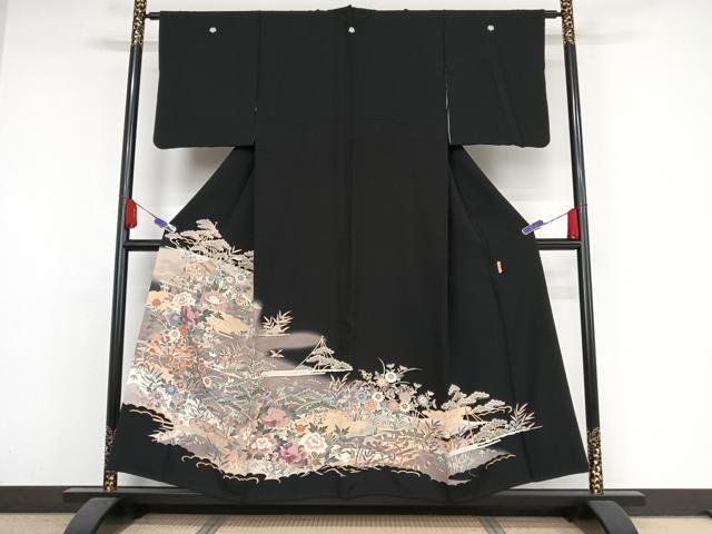 平和屋着物●人間国宝 本加賀友禅作家 二塚長生 風景草花文 正絹 逸品 AAAY1515np