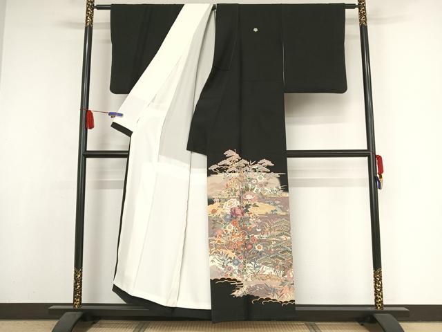 平和屋着物●人間国宝 本加賀友禅作家 二塚長生 風景草花文 正絹 逸品 AAAY1515np
