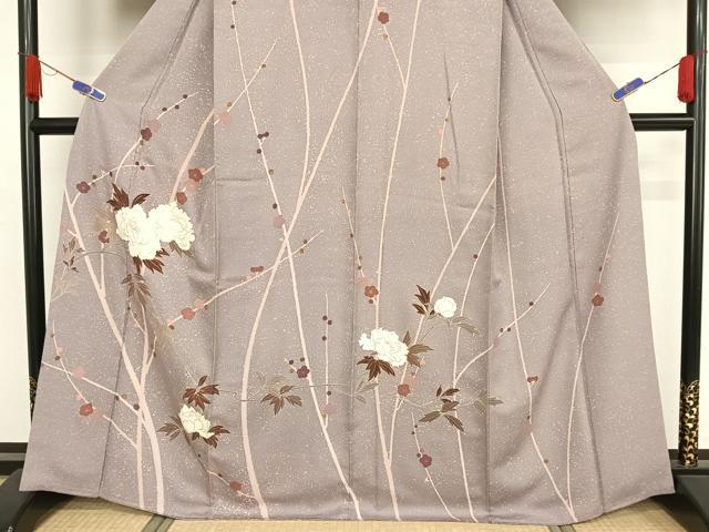平和屋着物●創業460年・千總 訪問着 牡丹 紅藤色地 金彩 正絹 逸品 AAAY1539np
