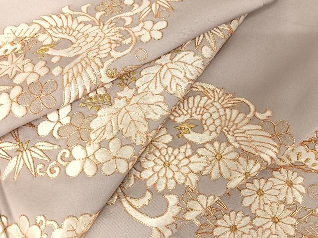 平和屋着物●総刺繍 銀座きしや 色留袖 駒刺繍 鳳凰吉祥文 金糸 正絹 逸品 AAAY1567np