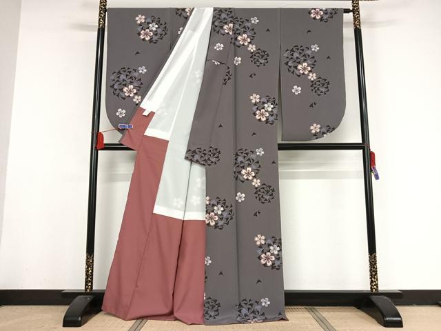 平和屋着物●小振袖 二尺袖 舞花文 洗える着物 AAAY1611np