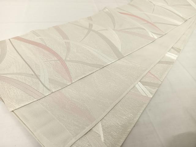 平和屋着物*夏物 六通柄袋帯 芝文 銀糸 正絹 逸品 AAAY1663np