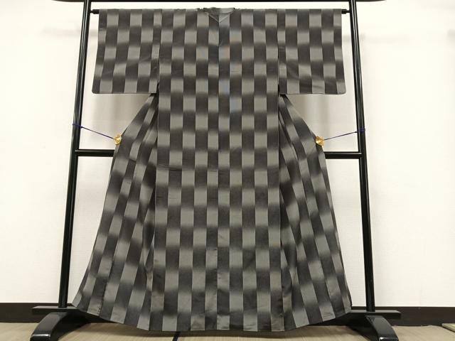 平和屋着物●お召 市松文様 正絹 逸品 AAAY1716np
