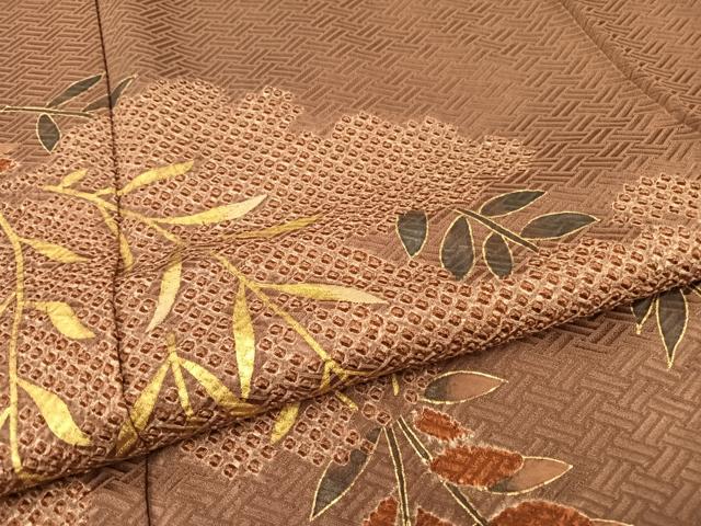 平和屋着物●訪問着 絞り 枝葉文 金彩 正絹 逸品 AAAY1721np